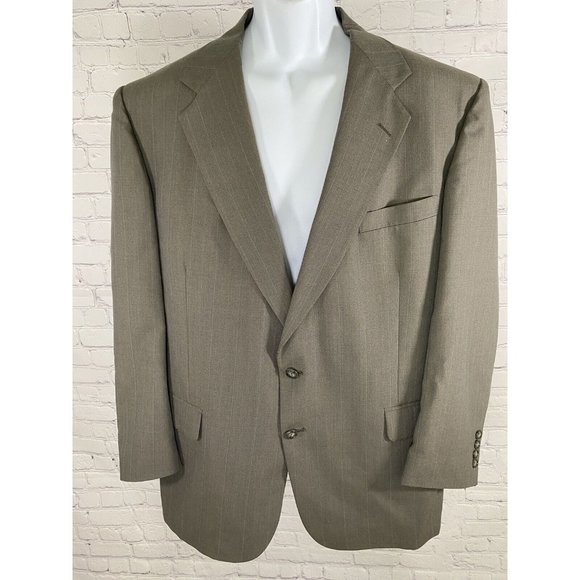 American Craftsman Gray Two Button Coat Blazer Jacket Windowpane Striped 46R - Picture 1 of 16